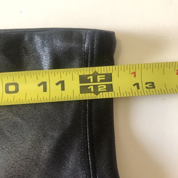 Spanx Leggings Black Faux Leather Metallic Stretch Pants Skinny Medium Petite - Picture 5 of 14